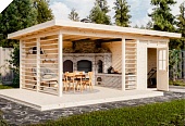 Беседка 18 с хозблоком (Стандарт) - брус 44 мм (фото)